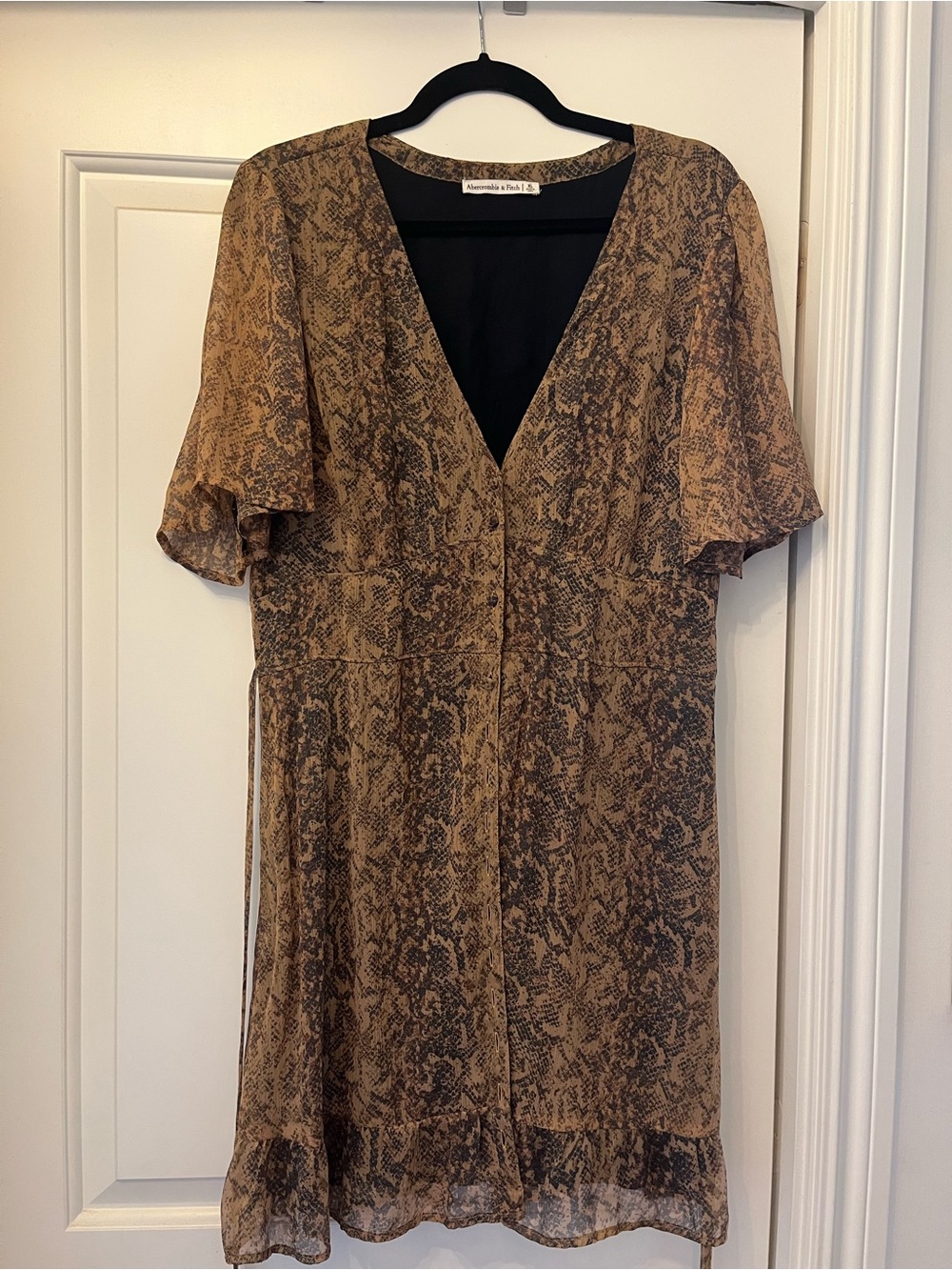 Abercrombie & Fitch Brown Snake-Print Mini Dress